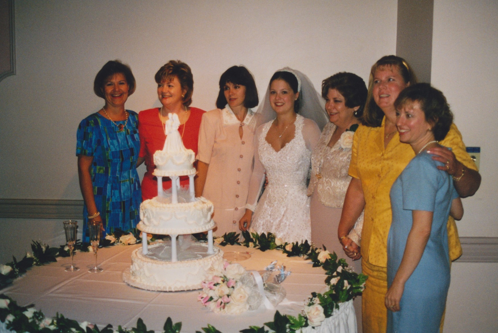 Jeanne at Daughter Wedding with Bunco Group 1998.jpg